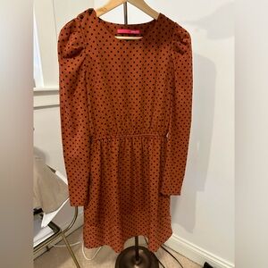 Pinkyotto dress. Orange and navy polka dotted.